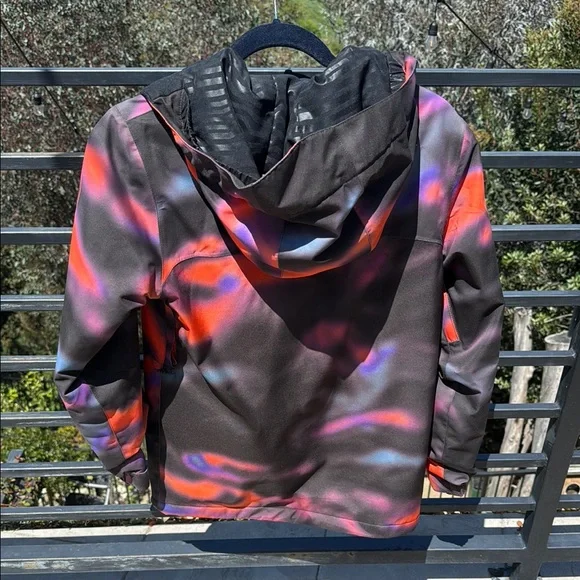 Volcom Black and Red Raincoat Hooded Outdoor Jacket